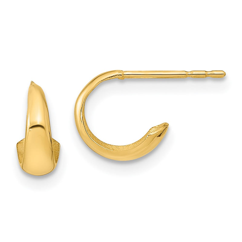 14K Yellow Gold Polished Hoop Post Earrings