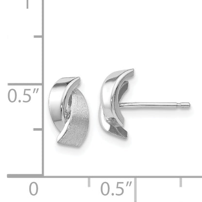 14K White Gold Polished & Satin Fancy Post Earrings