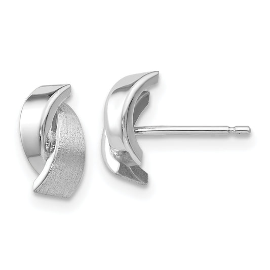 14K White Gold Polished & Satin Fancy Post Earrings