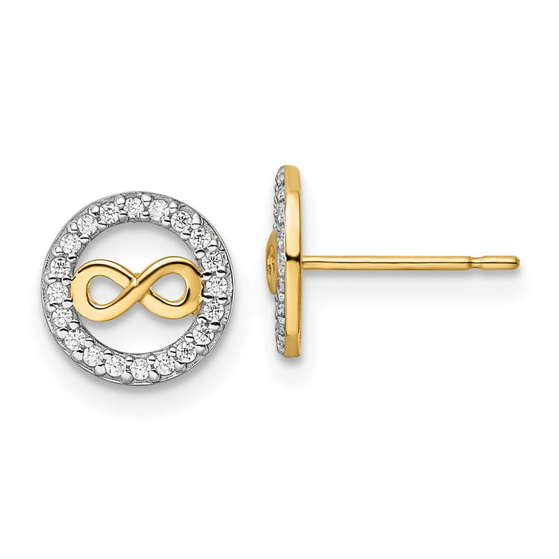 14K Yellow Gold Cz Infinity Symbol Post Earrings