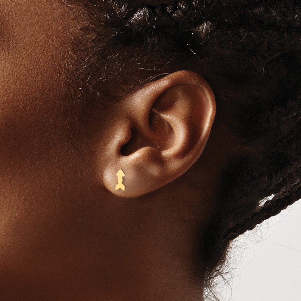 14K Yellow Gold Polished Arrow Post Earrings