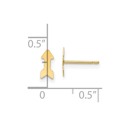 14K Yellow Gold Polished Arrow Post Earrings