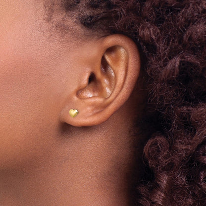 14K Yellow Gold Polished Heart Post Stud Earrings