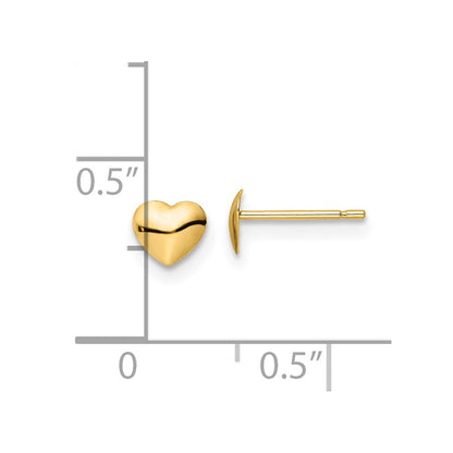 14K Yellow Gold Polished Heart Post Stud Earrings