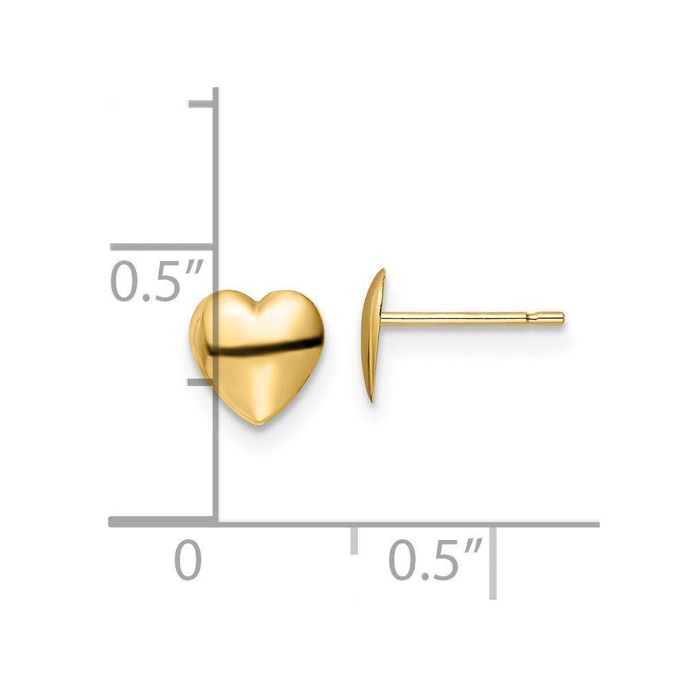 14K Yellow Gold Polished Heart Post Earrings