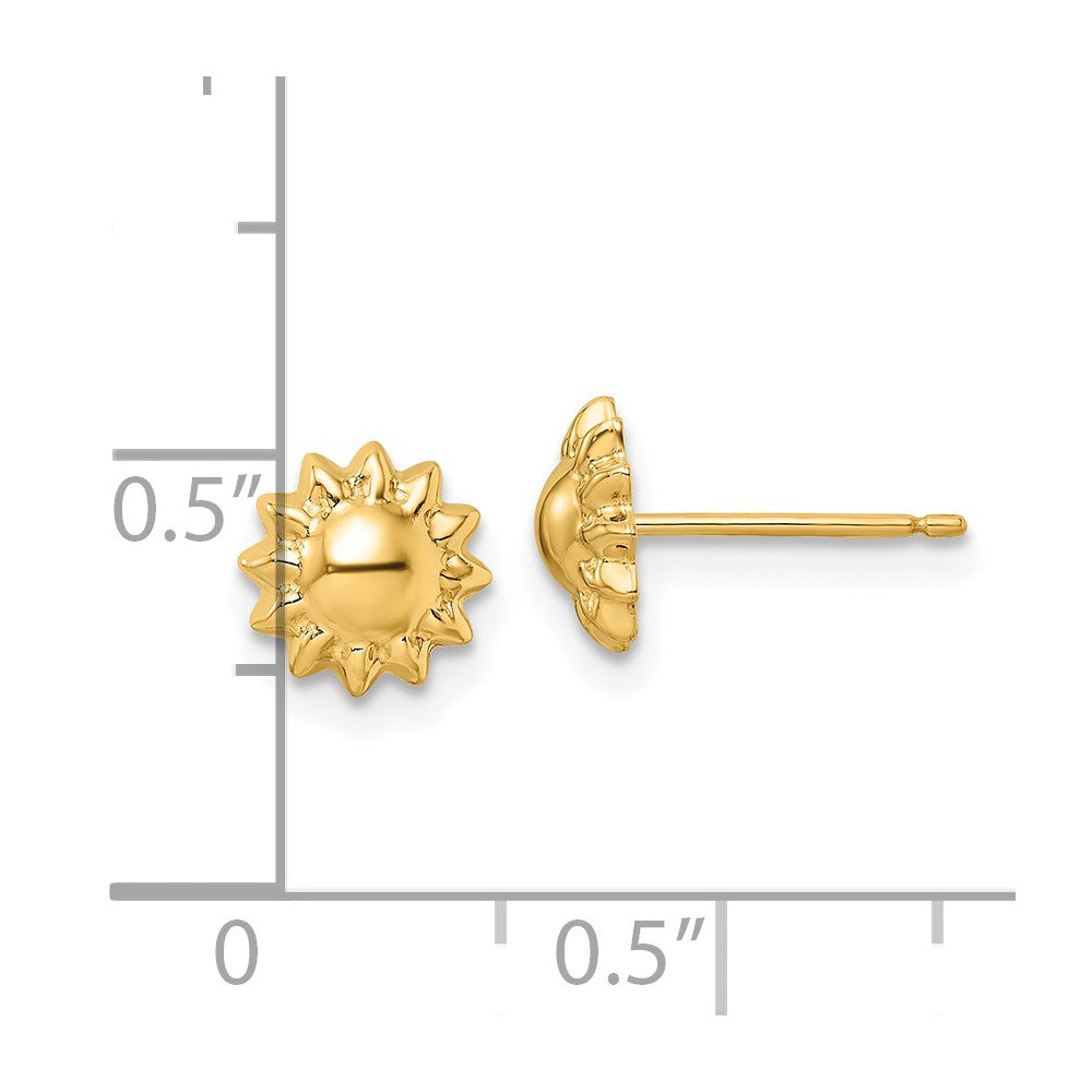 14K Yellow Gold Polished Sun Post Earrings