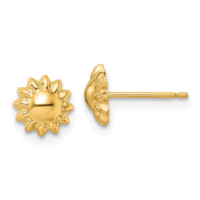 14K Yellow Gold Polished Sun Post Earrings