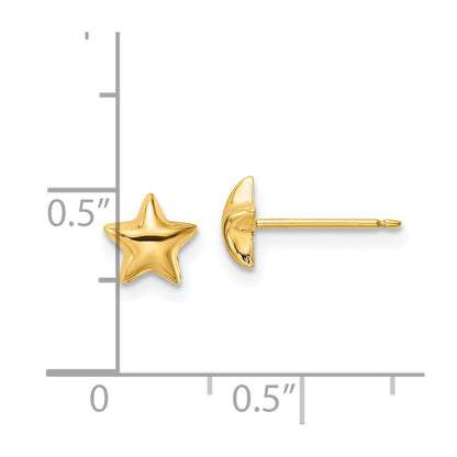 14K Yellow Gold Polished Star Post Earrings