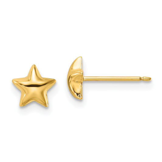 14K Yellow Gold Polished Star Post Earrings
