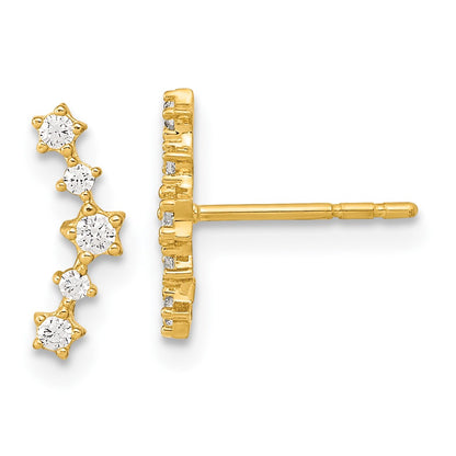 14K Yellow Gold Polished Fancy Cz Post Earrings
