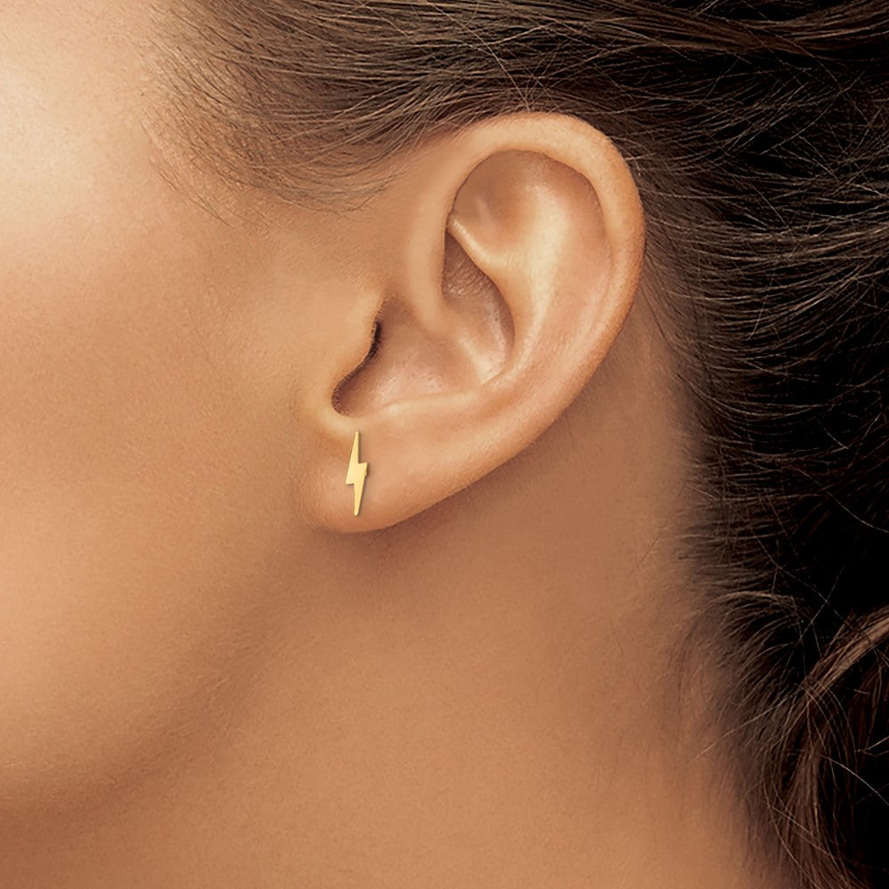14K Yellow Gold Polished Lightning Bolt Post Earrings