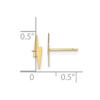 14K Yellow Gold Polished Lightning Bolt Post Earrings