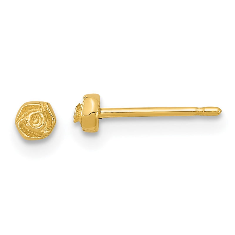 14K Yellow Gold Polished Rose Post Earrings