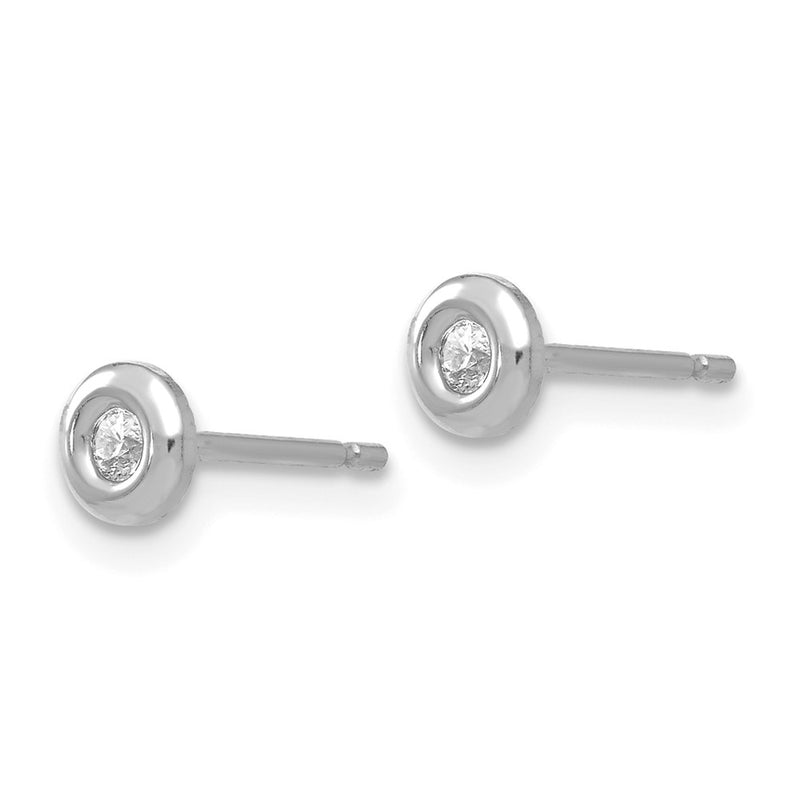 14K White Gold 14Kwg & Rhodium Polished Cz Earrings