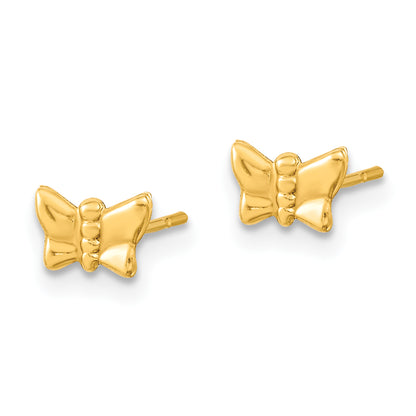 14K Yellow Gold Butterfly Fw Cultured Pearl And Hoop 3 Pair Earrings Set