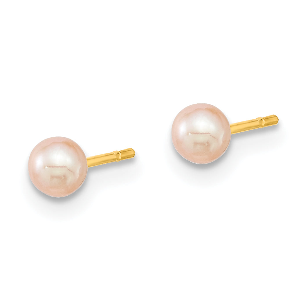 14K Yellow Gold Butterfly Fw Cultured Pearl And Hoop 3 Pair Earrings Set