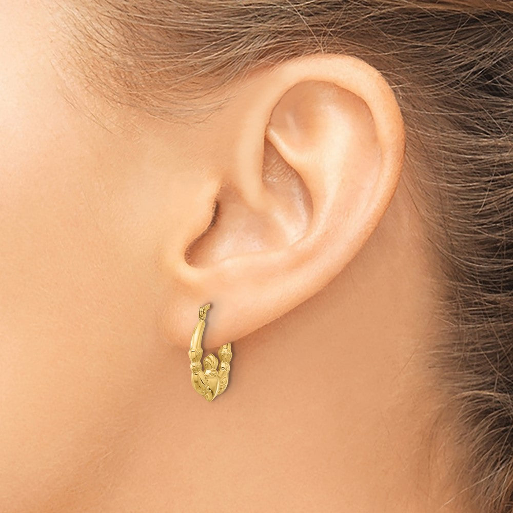 14K Yellow Gold Polished Claddagh Hoop Earrings
