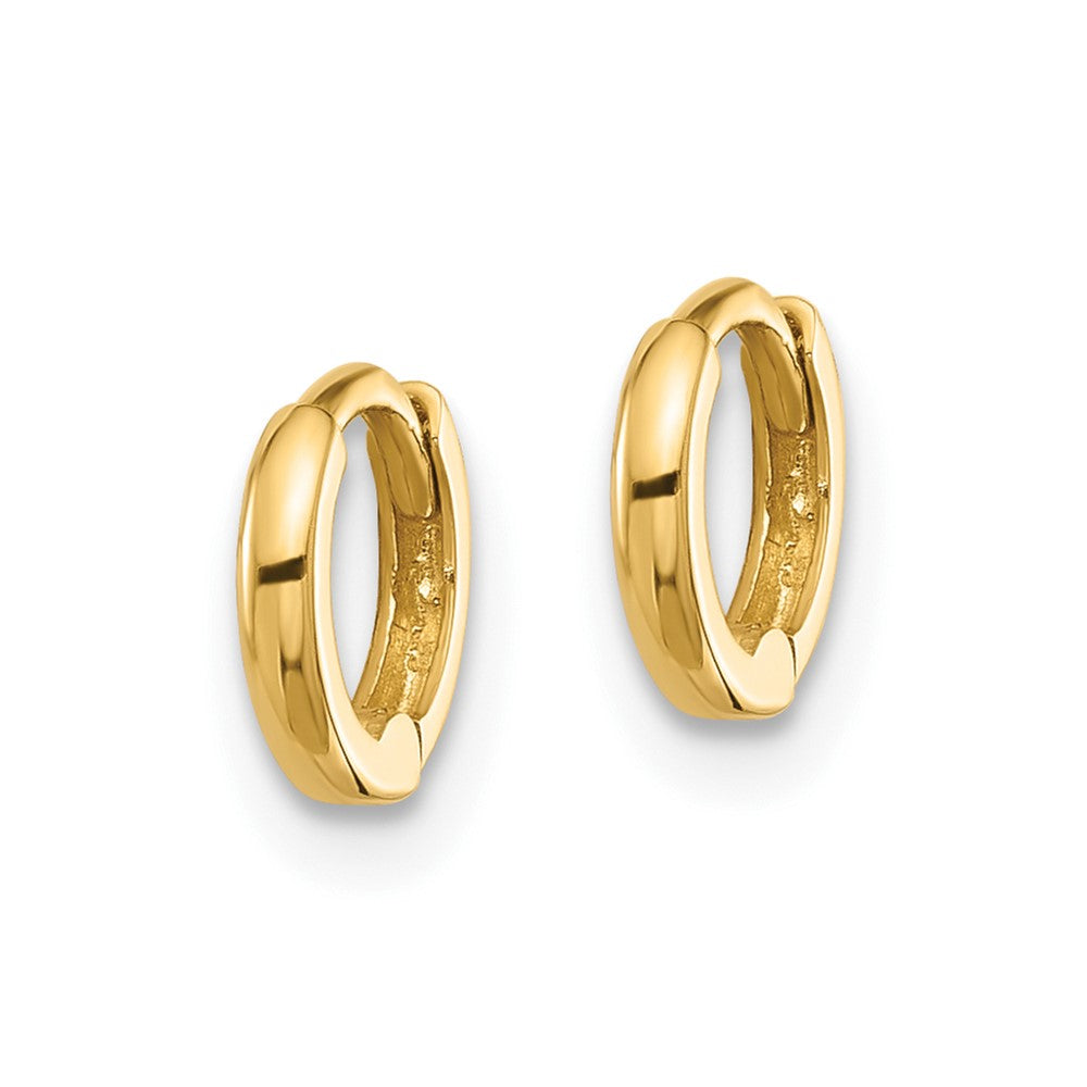 14K Yellow Gold Polished 1.45x7.5mm Hinged Huggie Hoop Earrings