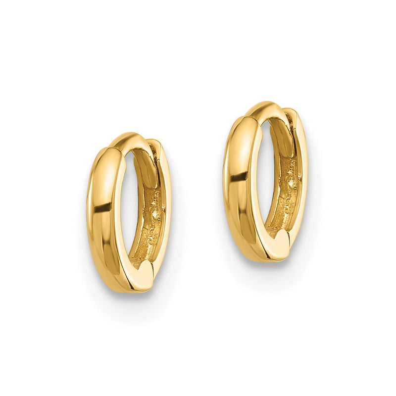 14K Yellow Gold Polished 1.45x7.5mm Hinged Huggie Hoop Earrings