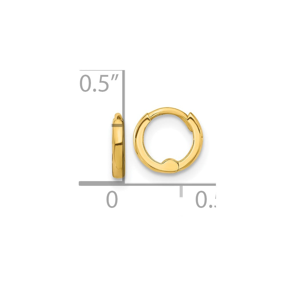 14K Yellow Gold Polished 1.45x7.5mm Hinged Huggie Hoop Earrings