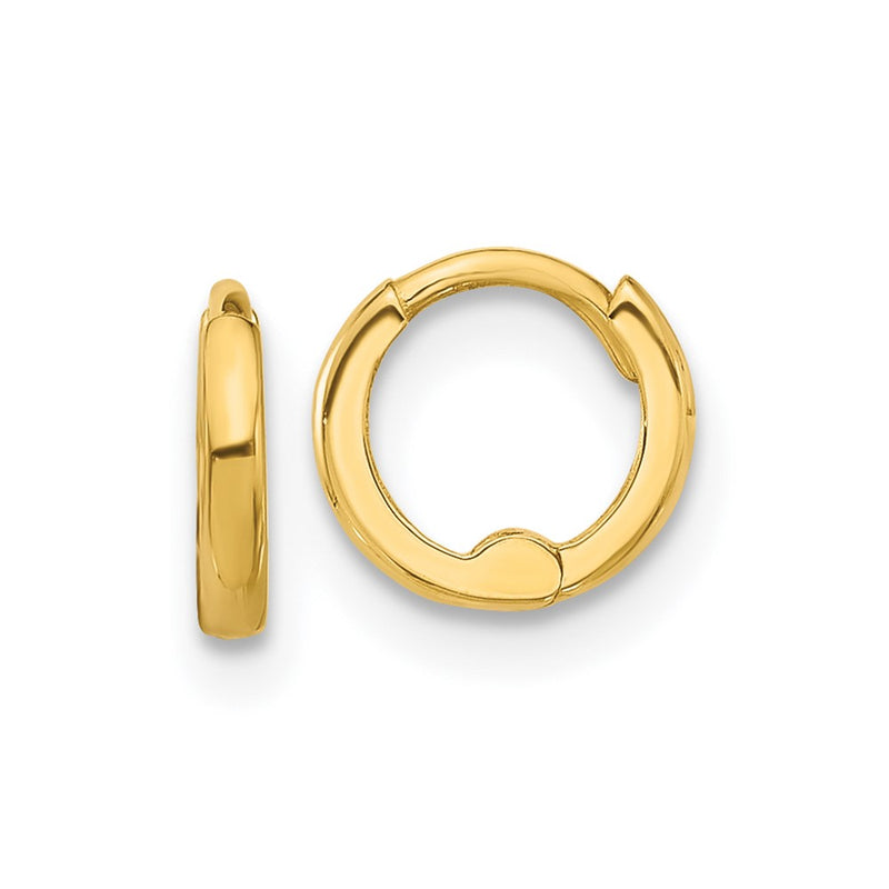 14K Yellow Gold Polished 1.45x7.5mm Hinged Huggie Hoop Earrings