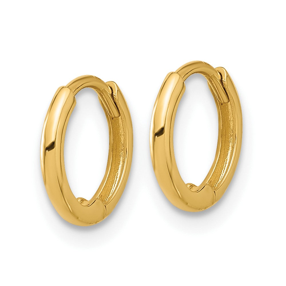 14K Yellow Gold Polished 1.45x10mm Hinged Huggie Hoop Earrings