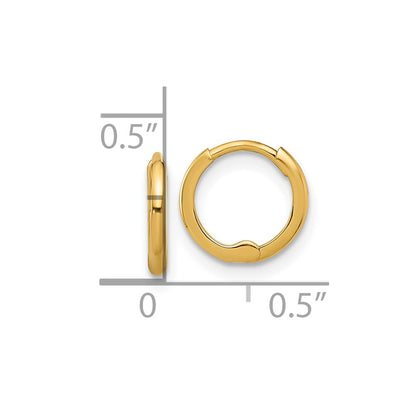 14K Yellow Gold Polished 1.45x10mm Hinged Huggie Hoop Earrings
