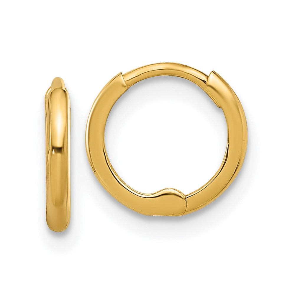 14K Yellow Gold Polished 1.45x10mm Hinged Huggie Hoop Earrings