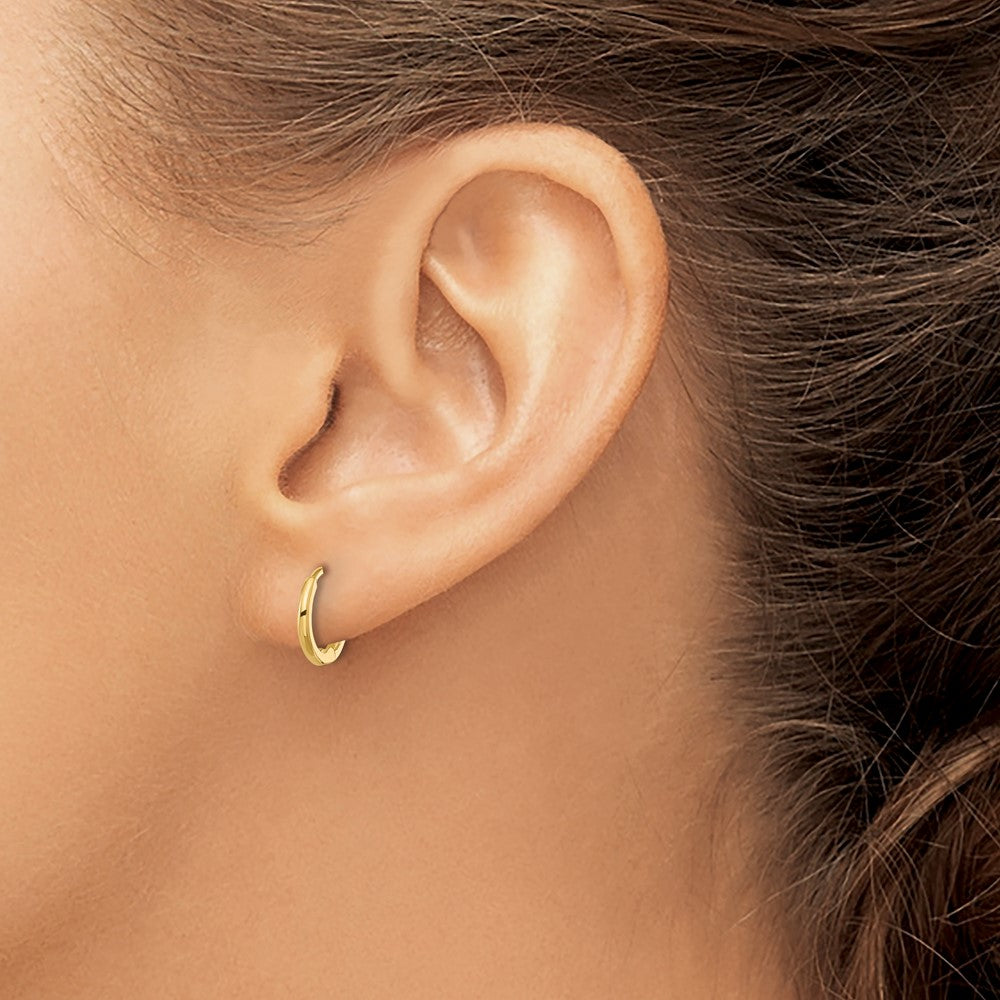 14K Yellow Gold Polished 1.45x11mm Hinged Huggie Hoop Earrings