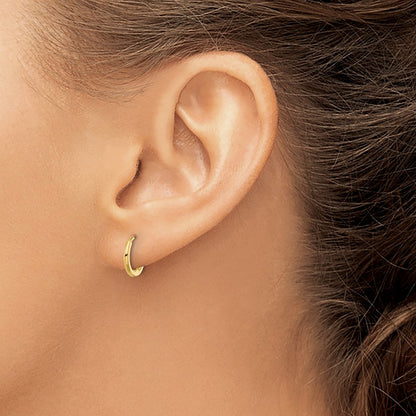 14K Yellow Gold Polished 1.45x11mm Hinged Huggie Hoop Earrings