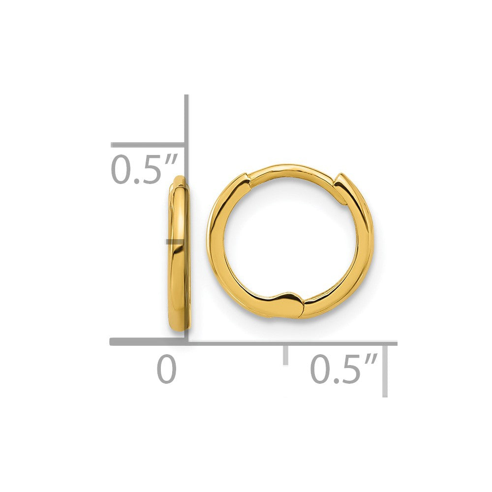 14K Yellow Gold Polished 1.45x11mm Hinged Huggie Hoop Earrings