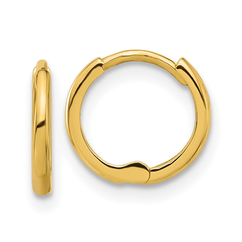 14K Yellow Gold Polished 1.45x11mm Hinged Huggie Hoop Earrings