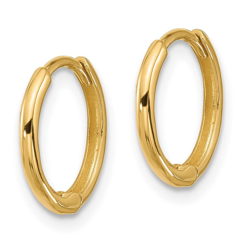 14K Yellow Gold Polished 1.45x13mm Hinged Huggie Hoop Earrings