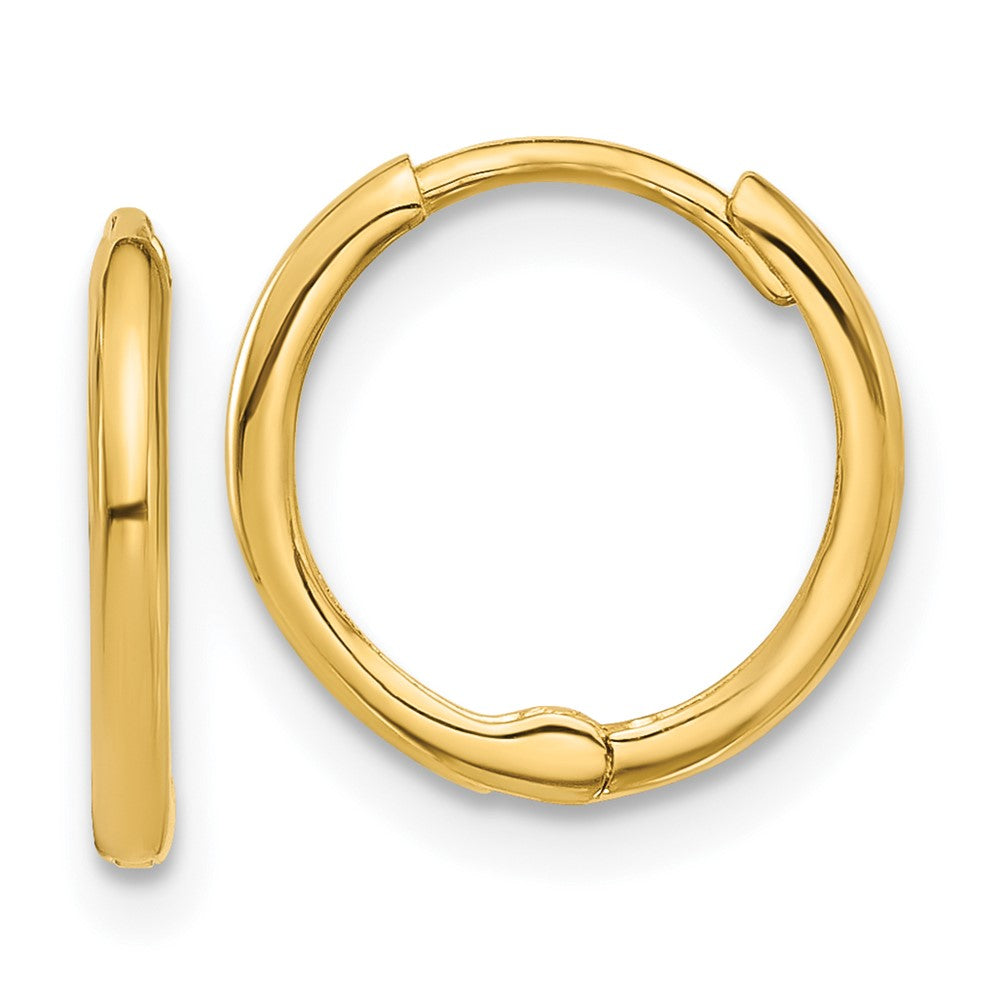 14K Yellow Gold Polished 1.45x13mm Hinged Huggie Hoop Earrings