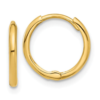 14K Yellow Gold Polished 1.45x13mm Hinged Huggie Hoop Earrings