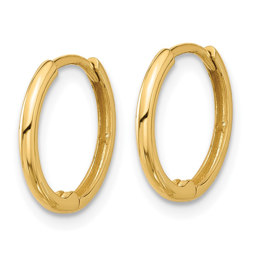 14K Yellow Gold Polished 1.45x14mm Hinged Huggie Hoop Earrings
