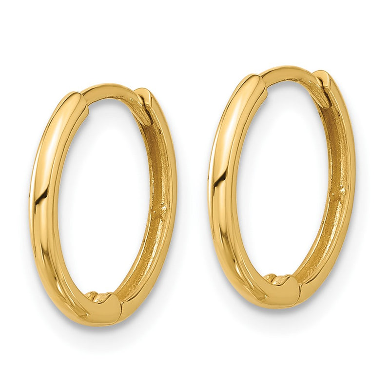14K Yellow Gold Polished 1.45x14mm Hinged Huggie Hoop Earrings