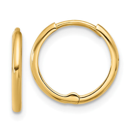 14K Yellow Gold Polished 1.45x14mm Hinged Huggie Hoop Earrings