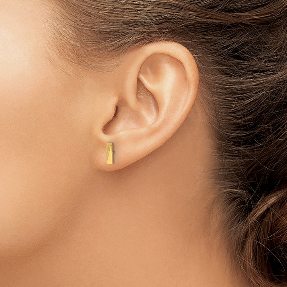 14K Yellow Gold Polished and Satin Bar Post Earrings