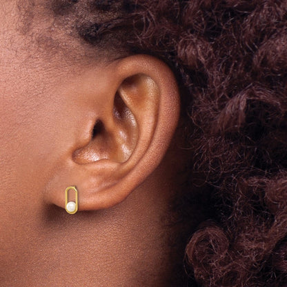 14K Yellow Gold Freshwater Cultured Pearl Post Earrings