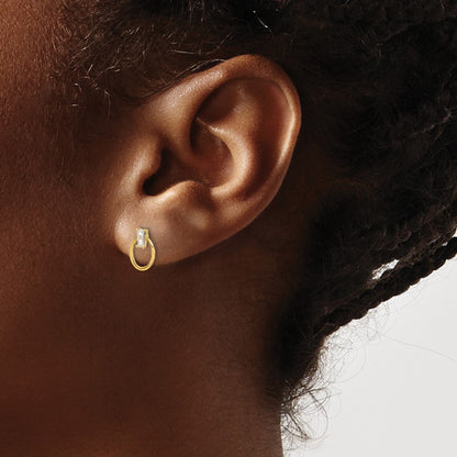 14K Yellow Gold Polished CZ Oval Post Earrings