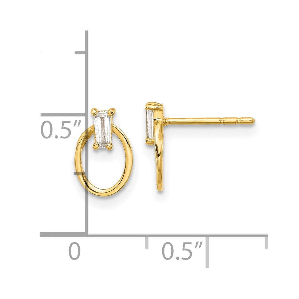 14K Yellow Gold Polished CZ Oval Post Earrings