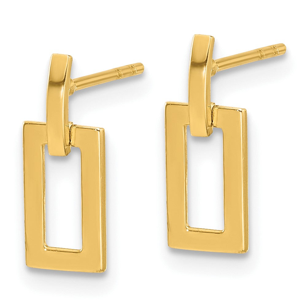 14K Yellow Gold Polished Rectangle Post Dangle Earrings