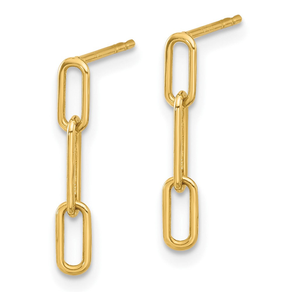 14K Yellow Gold Polished Open Link Post Dangle Earrings