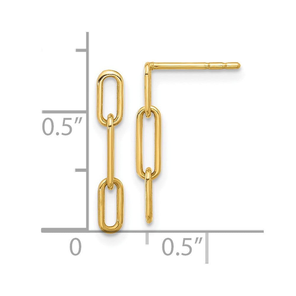 14K Yellow Gold Polished Open Link Post Dangle Earrings