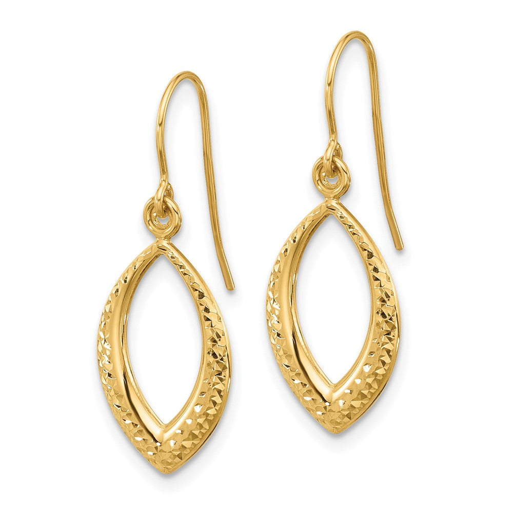 14K Yellow Gold Diamond Cut Dangle Earrings