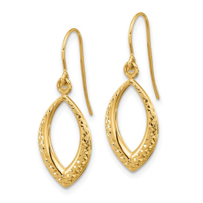 14K Yellow Gold Diamond Cut Dangle Earrings