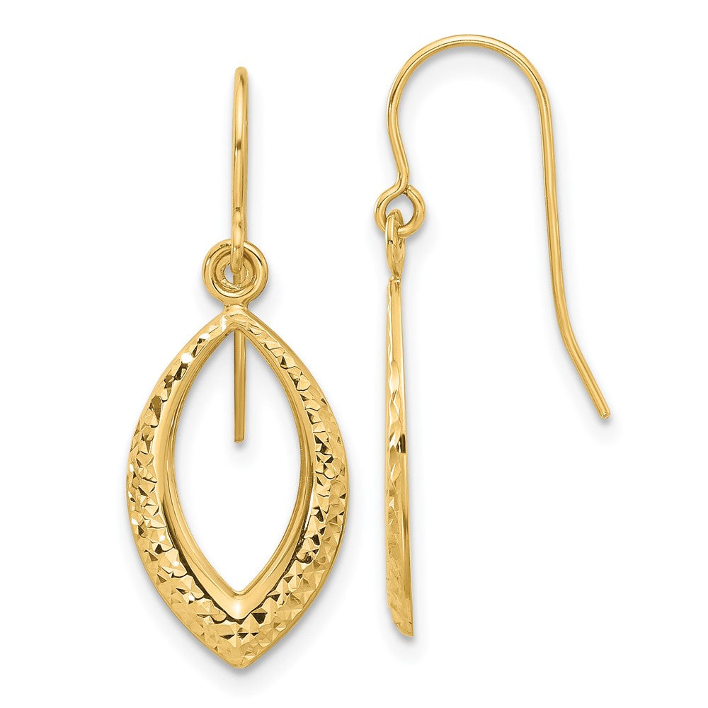 14K Yellow Gold Diamond Cut Dangle Earrings