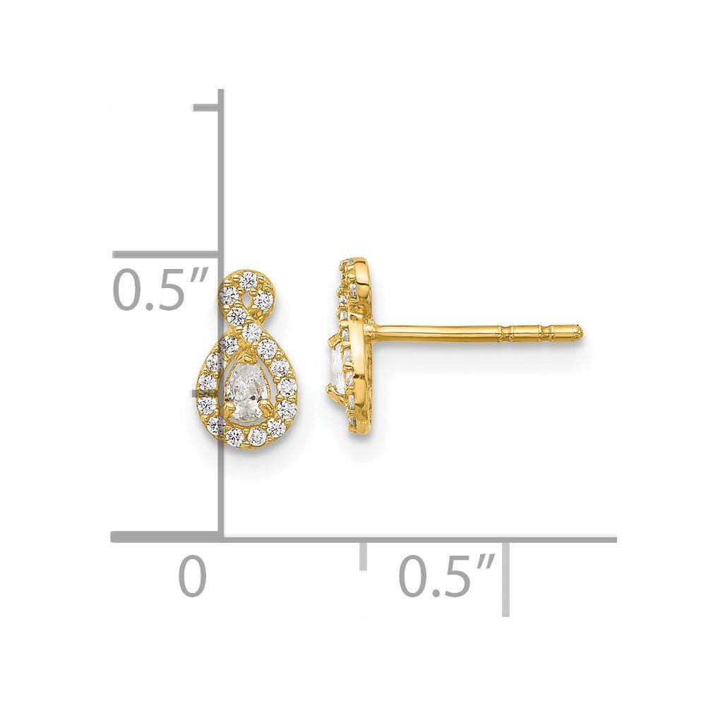 14K Yellow Gold Polished CZ Infinity Post Earrings