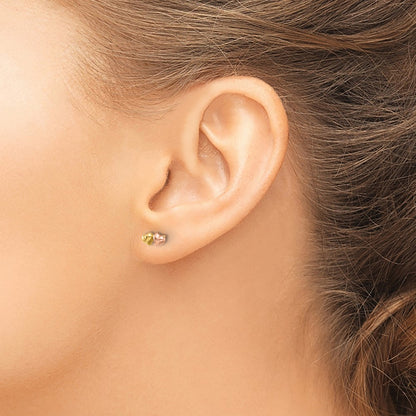 14K Two-Tone Double Hearts Screwback Post Earrings